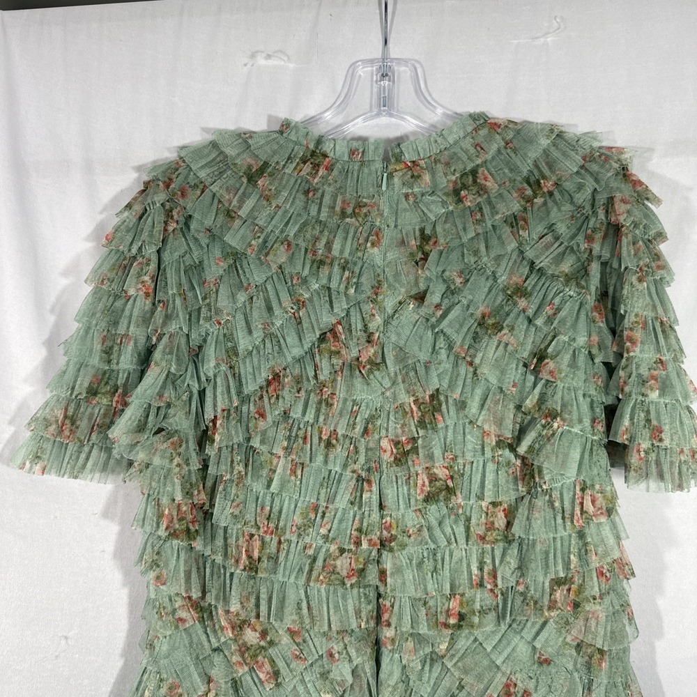 NWT Mac Duggal [ 14 ] 8014 Ruffle Tiered Short‎ Sleeve A Line Dress Sage J1819 - Picture 14 of 15